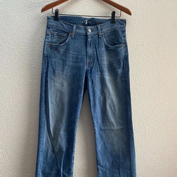 7 For All Mankind Relaxed Fit Jeans Medium Wash Size 31 x 30.5 Zip Fly - Picture 2 of 8